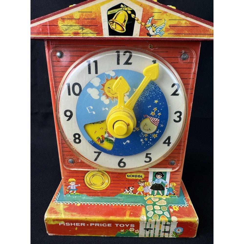 Vintage 1960s Fisher Price Music Box Teaching Clock Model #998 Works - Picture 12 of 12